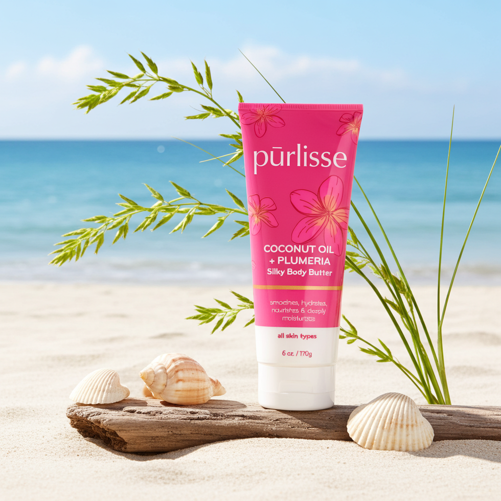 Purlisse Coconut Oil + Plumeria Silky Body Butter: Cruelty-free & clean, Paraben & Sulfate-free, Nourishes & deepy hydrates, Plumeria keeps skin firm | 6oz